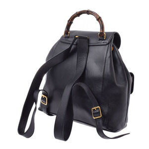Gucci Bamboo Daypack Backpack Leather Black